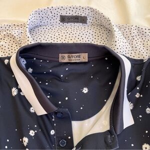 G/FORE Bundle of 2 Men's Black and White Floral Polo Shirts Size L